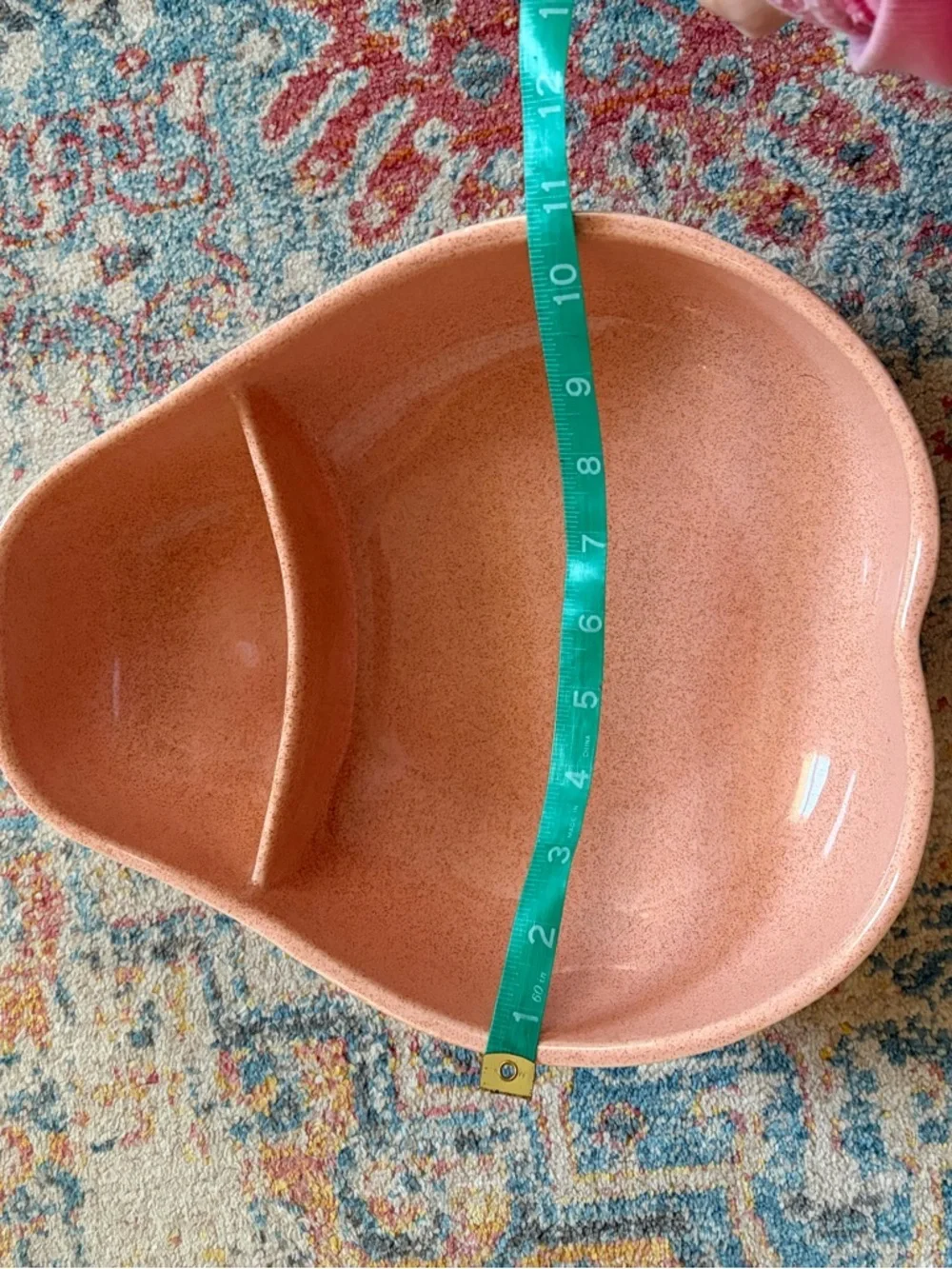 Vintage Pfaltzgraff MCM pink ceramic pear divided serving dish/chip and dip